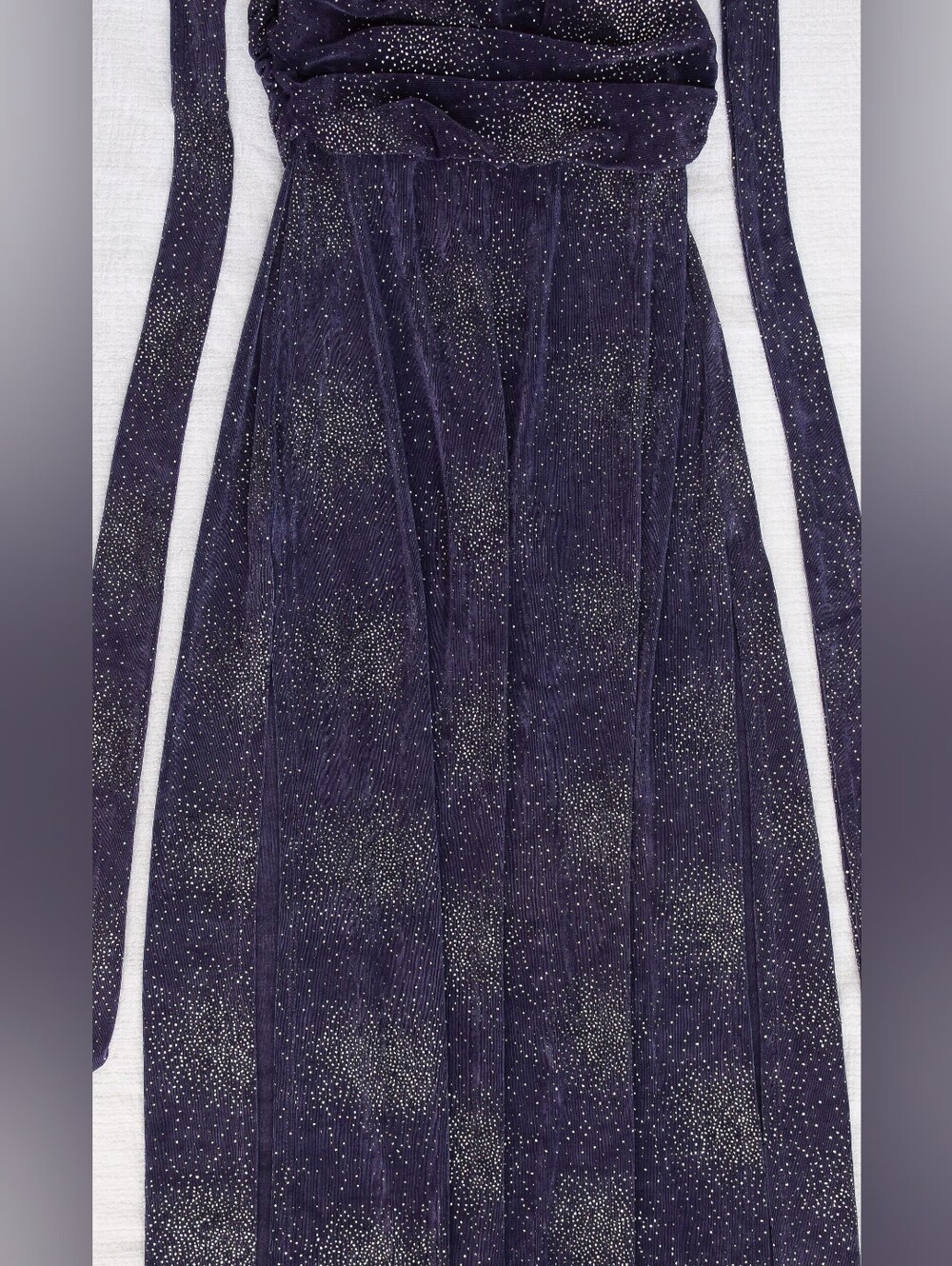 Lucy in the Sky Petra Celestial Glitter Halter Dress Plunging Neck Size S Prom - Picture 5 of 13